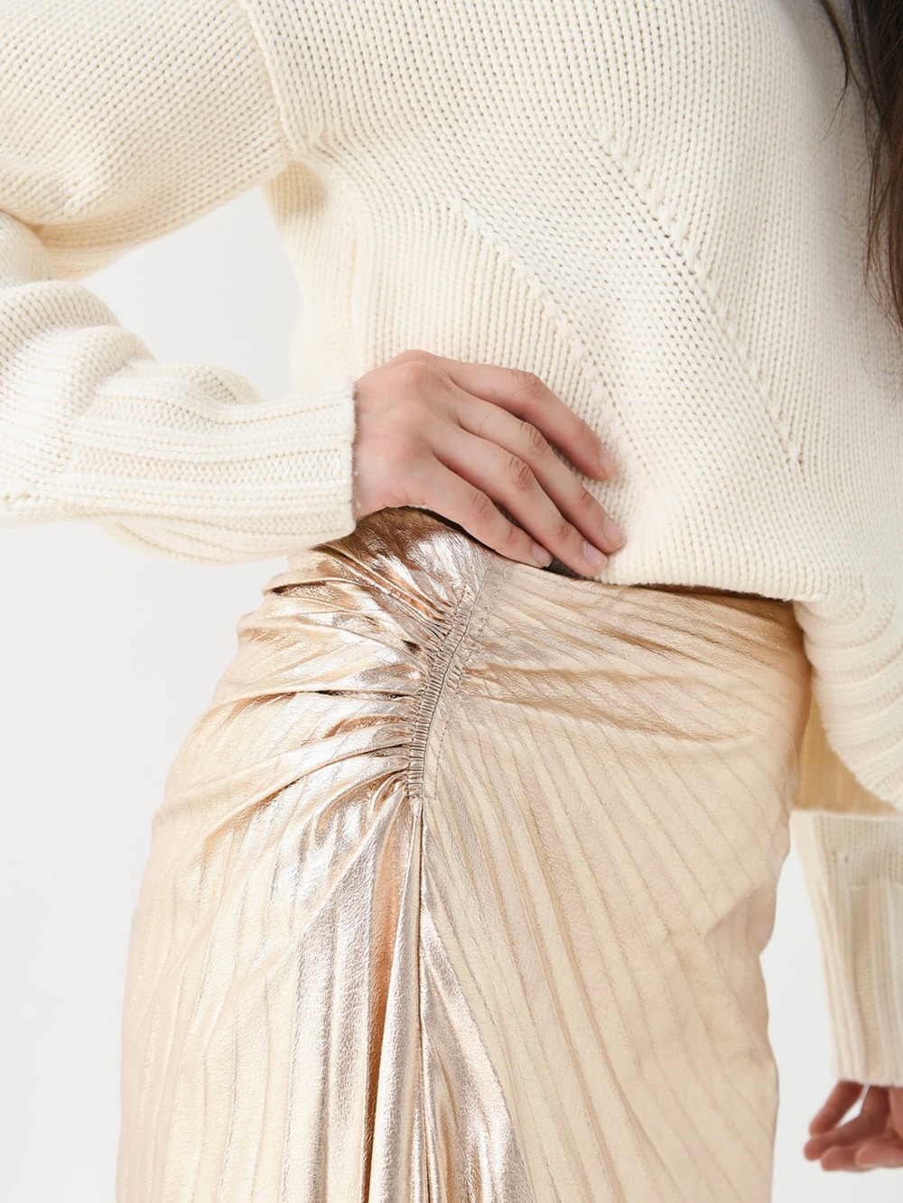 A.L.C. Metallic Gold Pleated Wrap Midi Skirt - 80% off MSRP!!! - Picture 3 of 4